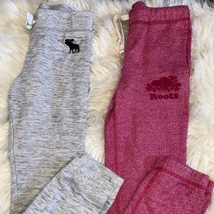 2 size 7/8 girls pants. Roots and Abercrombie!